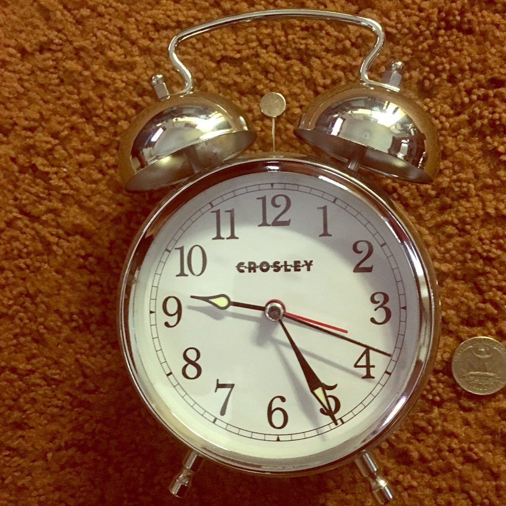 Silver Analog Crosley Clock